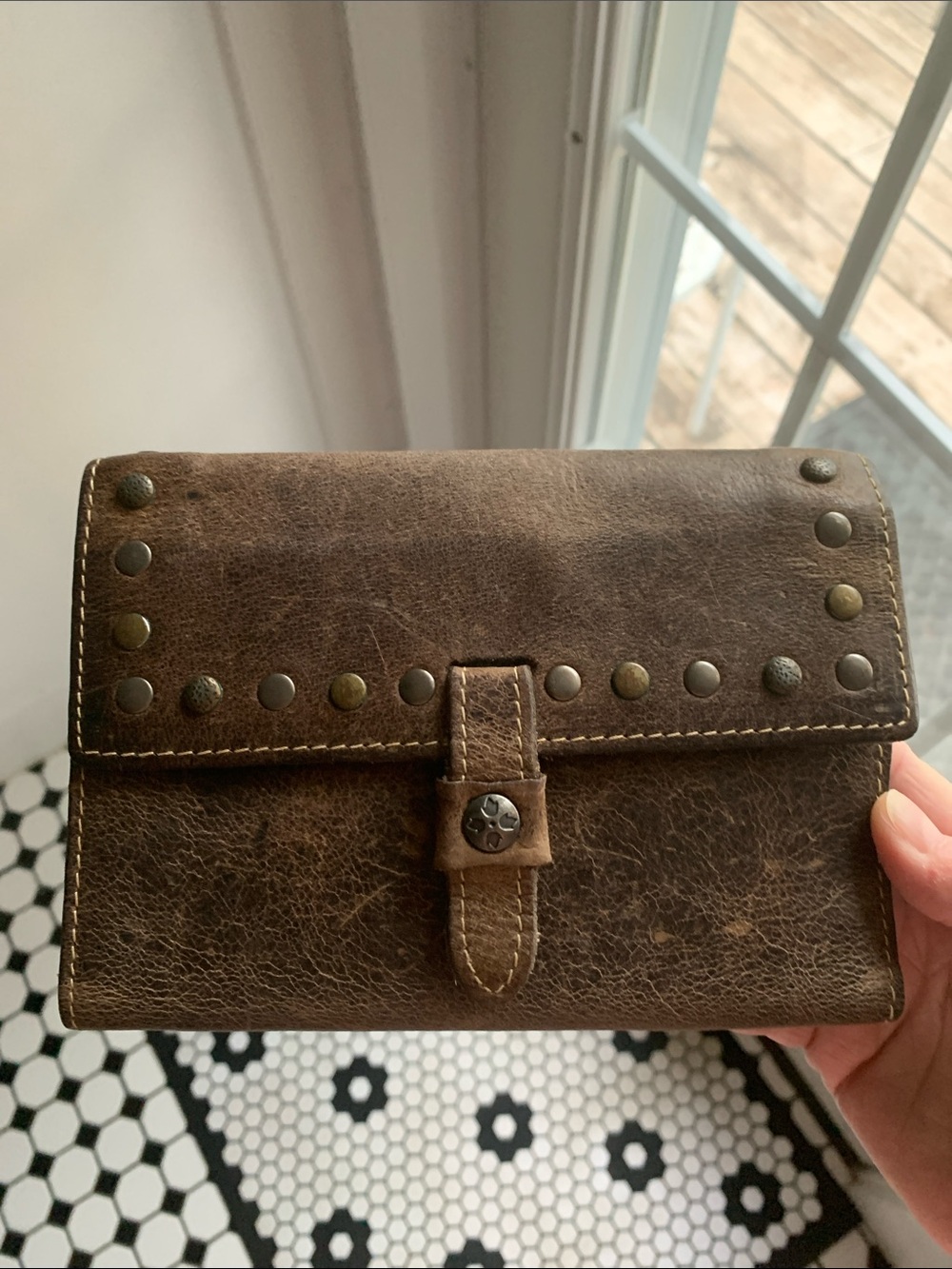 Patricia Nash Gray Brown Color Leather Wallet